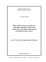 Phát triển năng lực hợp tác cho học sinh khá giỏi lớp 9 thông qua dạy học theo nhóm chủ đề bất đẳng thức 