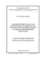 Giải pháp hỗ trợ tạo việc làm cho người sau cai nghiện ma túy tại trung tâm chữa bệnh, giáo dục lao động xã hội thành phố thái nguyên 