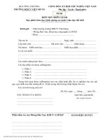 Đơn xin miễn học GDQPAN và GDTC (Trường địa học công nghiệp Việt Hung)