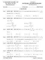 Bài tập trắc nghiệm nguyên hàm - tích phân và ứng dụng