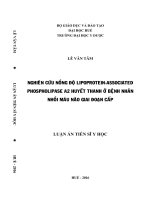 Nghiên cứu nồng độ Lipoprotein-Associated Phospholipase A2 huyết thanh ở bệnh nhân nhồi máu não giai đoạn cấp”