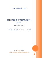 20 đề thi thử THPT Quốc gia 2017 môn Toán Sở GD và ĐT Hà Tĩnh