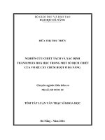 Nghiên cứu chiết tách và xác định thành phần hóa học trong một số dịch chiết của vỏ rễ cây chùm ruột ở đà nẵng 