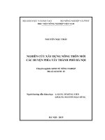 Nghiên cứu xây dựng nông thôn mới các huyện phía Tây thành phố Hà Nội (LA tiến sĩ)