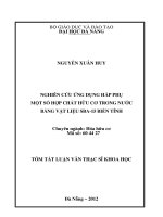 Nghiên cứu ứng dụng hấp phụ một số hợp chất hữu cơ trong nước bằng vật liệu SBA 15 biến tính 