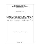 Nghiên cứu tách thu hồi thuốc nhuộm dư trong nước thải nhuộm bằng màng lọc và khả năng giảm thiểu fouling cho quá trình lọc tách thuốc nhuộm qua màng