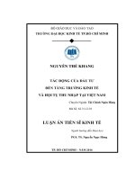 Tác động của đầu tư đến tăng trưởng kinh tế, hội tụ thu nhập tại Việt Nam (LA tiến sĩ)