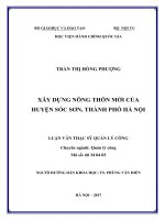 Xây dựng nông thôn mới của huyện Sóc Sơn, thành phố Hà Nội (LV thạc sĩ)