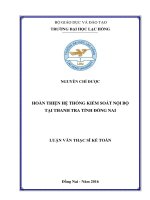 Hoàn thiện hệ thống kiểm soát nội bộ tại thanh tra tỉnh đồng nai 