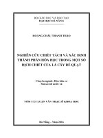 Nghiên cứu chiết tách và xác định thành phần hóa học trong một số dịch chiết của lá cây rẻ quạt 