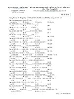 Đề thi thử nghiệm THPT QG lần 2 năm 2017 môn tiếng trung