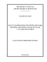 Quản lý tài chính trong nhà trường trung học phổ thông theo định hướng tăng quyền tự chủ và tự chịu trách nhiệm