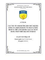 Các yếu tố ảnh hưởng đến mức độ hài lòng của khách hàng về chất lượng dịch vụ thẻ ATM nội địa tại các ngân hàng TMCP trên địa bàn thành phố Hồ Chí Minh