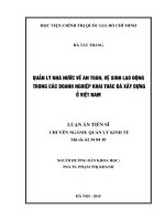 Quản lý nhà nước về an toàn, vệ sinh lao động trong các doanh nghiệp khai thác đá xây dựng ở Việt Nam