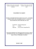The relationship between service quality, customer satisfaction, service quality and customer loyalty  A study in  Telecommunication Industry of Laos