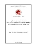 Khảo sát, đánh giá thực trạng giáo dục ATGT và quản lý giáo dục ATGT đường bộ cho học sinh các trường tiểu học trên địa bàn quận Hai Bà Trưng