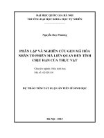 dự thảo Luận án Tiến sĩ Sinh học Phân lập và nghiên cứu gen mã hóa nhân tố phiên mã liên quan đến tính chịu hạn của thực vật