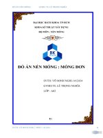 Báo cáo thiết kế móng đơn TS Lê Trọng Nghĩa DH Bách Khoa TPHCM
