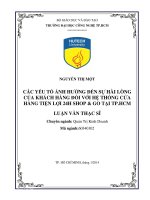 Các yếu tố ảnh hưởng đến sự hài lòng của khách hàng đối với hệ thống cửa hàng tiện lợi 24h Shop & Go tại thành phố Hồ Chí Minh