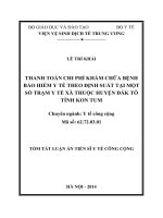 Thanh toán chi phí khám chữa bệnh bảo hiểm y tế theo định suất tại một số trạm y tế xã thuộc huyện Đăk Tô tỉnh Kon Tum