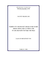 Nghiên cứu thành ngữ chỉ quan hệ xã hội trong tiếng Việt và tiếng Anh từ góc độ Ngôn ngữ học tri nhận (LA tiến sĩ)