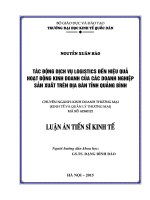 Tác động dịch vụ logistics đến hiệu quả hoạt động kinh doanh của các doanh nghiệp sản xuất trên địa bàn