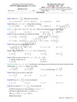 Đề thi học kì 1 môn Toán lớp 12  THPT Nguyễn Văn Linh 2016