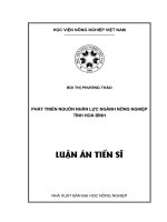 Phát triển nguồn nhân lực ngành nông nghiệp tỉnh Hòa Bình