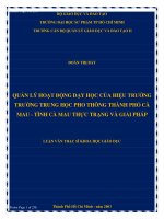 Quản lý hoạt động dạy học của hiệu trưởng trường Trung học Phổ thông Thành phố Cà Mau, tỉnh Cà Mau - Thực trạng và giải pháp