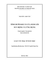 Nghiên cứu hệ thống các tính chất của hàm suy lồi suy rộng dưới khả vi và một số bài toán ứng dụng