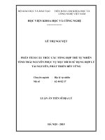 PHÂN TÍCH CẤU TRÚC CÁC TỔNG HỢP THỂ TỰ NHIÊN TỈNH THÁI NGUYÊN PHỤC VỤ MỤC ĐÍCH SỬ DỤNG HỢP LÝ TÀI NGUYÊN, PHÁT TRIỂN BỀN VỮNG