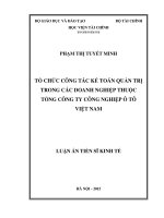 Tổ chức công tác kế toán quản trị trong các doanh nghiệp thuộc Tổng công ty Công nghiệp ô tô Việt Nam