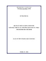 Quản lý chất lượng chăm sóc  giáo dục trẻ ở các trường mầm non tư thục thành phố Hồ Chí Minh (LA tiến sĩ)