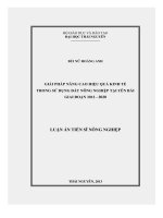 Giải pháp nâng cao hiệu quả kinh tế trong sử dụng đất nông nghiệp tại tỉnh Yên Bái giai đoạn 2012 – 2020 (LA tiến sĩ)