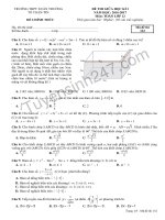 Đề thi giữa kì 1 lớp 12 môn Toán  THPT Xuân Trường 2016  