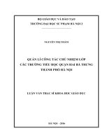 Quản lý công tác chủ nhiệm lớp các trường tiểu học Quận Hai Bà Trưng thành phố Hà Nội