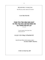 Phân tích tình hình sản xuất và tiêu thụ hoa cấp độ hộ nông dân tại Thành Phố Đà Lạt