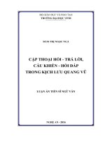 Cặp thoại hỏi  trả lời, cầu khiến  hồi đáp trong kịch Lưu Quang Vũ (LA tiến sĩ)