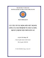 Các yếu tố tác động đến mức độ hài lòng của người bệnh về chất lượng dịch vụ bệnh viện Nhân Dân 115