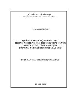 một số biện pháp quản lý hoạt động giáo dục hướng nghiệp ở các trường THPT huyện Nghĩa Hưng, tỉnh Nam Định nhằm góp phần nâng cao chất lượng và hiệu quả giáo dục hướng nghiệp cho học sinh