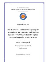 Ảnh hưởng của chất lượng dịch vụ tín dụng đến sự hài lòng của khách hàng tại một số ngân hàng thương mại cổ phần trên địa bàn thành phố Hồ Chí Minh