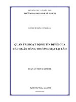 Quản trị hoạt động tín dụng của các ngân hàng thương mại tại Lào.