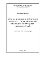 Đánh giá kĩ năng định hướng trong không gian của trẻ mẫu giáo nhỡ Trường mầm non Ngô Quyền - Thành phố Vĩnh Yên