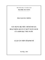 Xây dựng hệ tiêu chí đánh giá hoạt động quản lý quỹ ngân sách của Kho bạc Nhà nước