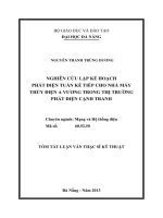 Luận văn Thạc sĩ Kỹ thuật Nghiên cứu lập kế hoạch phát điện tuần kế tiếp cho nhà máy thủy điện A Vương trong thị trường phát điện cạnh tranh