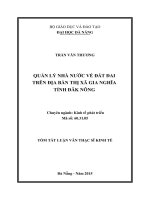 Luận văn Thạc sĩ kinh tế Quản lý nhà nước về đất đai trên địa bàn Thị xã Gia Nghĩa tỉnh Đăk Nông