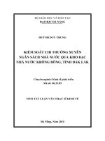 Luận văn Thạc sĩ Kinh tế Kiểm soát chi thường xuyên ngân sách nhà nước qua Kho bạc Nhà nước Krông Bông, tỉnh Đắk Lắk