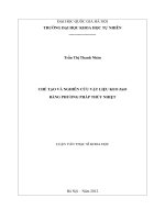 Chế tạo và nghiên cứu vật liệu keo ZNO bằng phương pháp thủy nhiệt