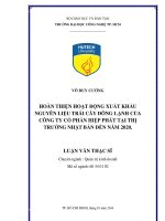 Hoàn thiện hoạt động xuất khẩu nguyên liệu trái cây đông lạnh của công ty cổ phần Hiệp Phát tại thị trường Nhật Bản đến năm 2020