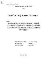 Hoàn thiện kế toán tập hợp chi phí sản xuất và tính giá thành sản phẩm tại Công ty Cổ phần Đầu tư Xây dựng Hưng Bình